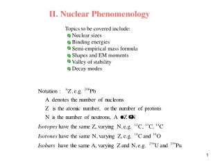 II. Nuclear Phenomenology