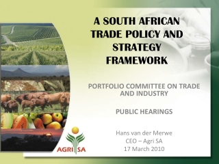 A SOUTH AFRICAN TRADE POLICY AND STRATEGY FRAMEWORK