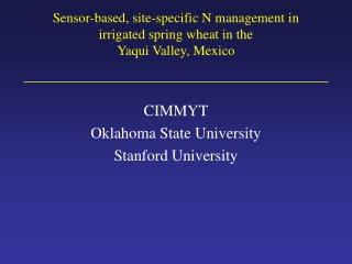 Sensor-based, site-specific N management in  irrigated spring wheat in the  Yaqui Valley, Mexico