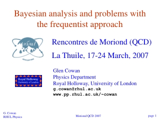 Bayesian analysis and problems with the frequentist approach