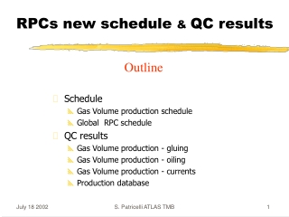 RPCs new schedule  &amp;  QC results