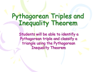 Pythagorean Triples and Inequality Theorem