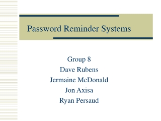Password Reminder Systems