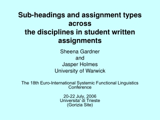 Sub-headings and assignment types across the disciplines in student written assignments