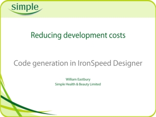 Reducing development costs Code generation in IronSpeed Designer
