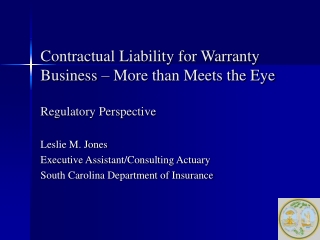 Contractual Liability for Warranty Business – More than Meets the Eye  Regulatory Perspective