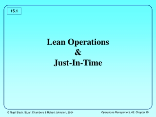 Lean Operations &amp; Just-In-Time