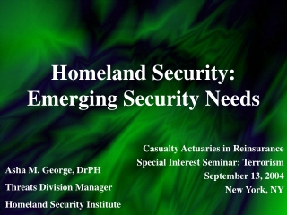 Homeland Security: Emerging Security Needs