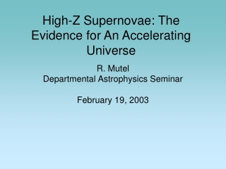 High-Z Supernovae: The Evidence for An Accelerating Universe