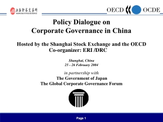 Policy Dialogue on  Corporate Governance in China