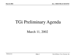 TGi Preliminary Agenda