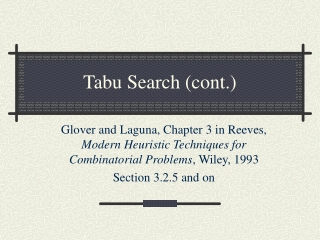 Tabu Search (cont.)