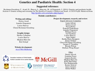 Genetics and Paediatric Health: Section 4