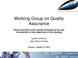 Working  G roup on Quality Assurance