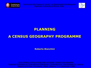 PLANNING A CENSUS GEOGRAPHY PROGRAMME Roberto Bianchini