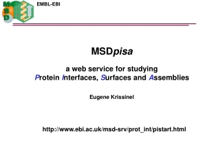 MSD pisa a web service for studying P rotein  I nterfaces,  S urfaces and  A ssemblies