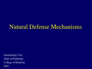 Natural Defense Mechanisms