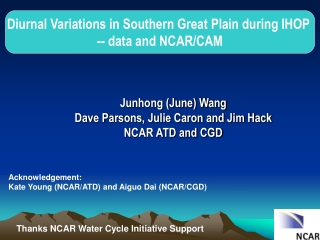 Diurnal Variations in Southern Great Plain during IHOP  -- data and NCAR/CAM