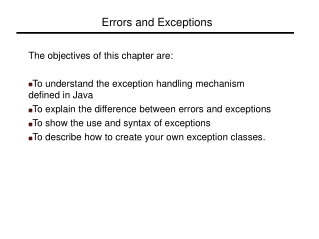 Errors and Exceptions