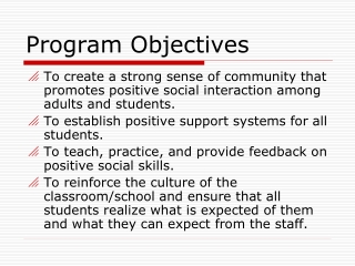 Program Objectives