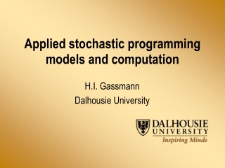 Applied stochastic programming  models and computation