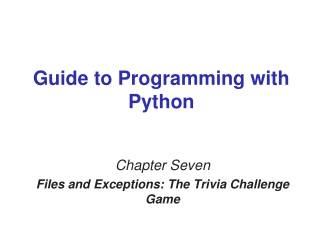 Guide to Programming with Python