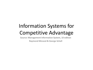 Information Systems for Competitive Advantage