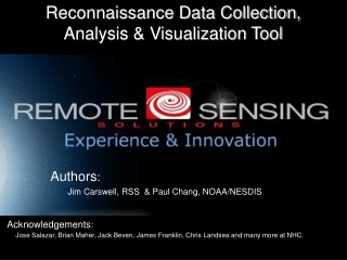 Reconnaissance Data Collection,  Analysis &amp; Visualization Tool