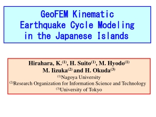 GeoFEM Kinematic  Earthquake Cycle Modeling  in the Japanese Islands