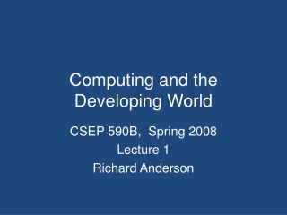 Computing and the Developing World