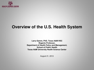 Overview of the U.S. Health System