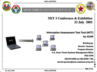 Information Assessment Test Tool (IATT) for IO/IW Briefing by: Darrell L Quarles Program Director