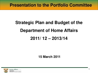 Presentation to the Portfolio Committee