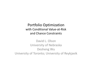 Portfolio Optimization  with Conditional Value-at-Risk  and Chance Constraints