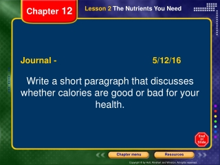 Lesson 2  The Nutrients You Need