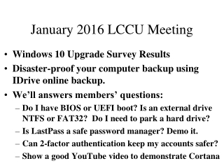 January 2016 LCCU Meeting