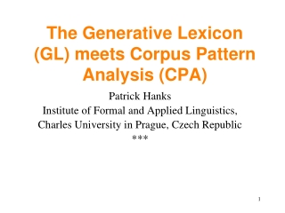 The Generative Lexicon (GL) meets Corpus Pattern Analysis (CPA)