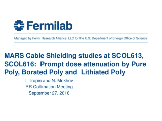 I. Tropin and N. Mokhov RR Collimation Meeting September 27, 2016