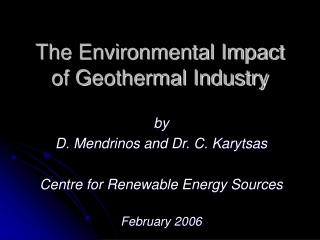 The Environmental Impact of Geothermal Industry