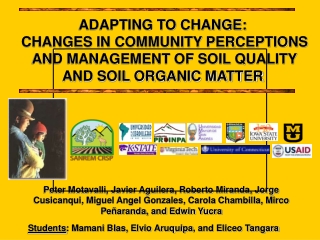 ADAPTING TO CHANGE:  CHANGES IN COMMUNITY PERCEPTIONS  AND MANAGEMENT OF SOIL QUALITY