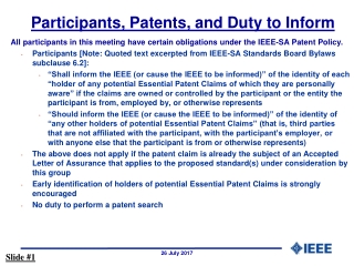 Participants, Patents, and Duty to Inform