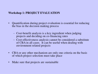 Workshop 1: PROJECT EVALUATION