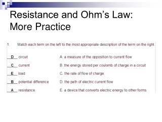 Resistance and Ohm’s Law: More Practice