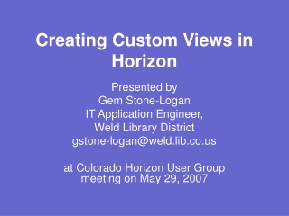 Creating Custom Views in Horizon