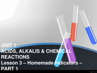 UNIT 1 ACIDS, ALKALIS &amp; CHEMICAL REACTIONS Lesson 3 – Homemade Indicators – PART 1