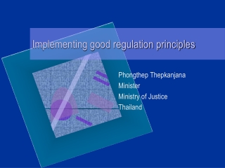 Implementing good regulation principles