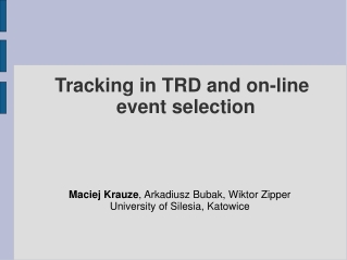 Tracking in TRD and on-line event selection