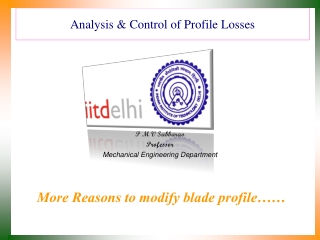 Analysis &amp; Control of Profile Losses