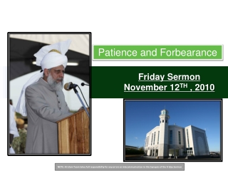 Friday Sermon November  12 TH , 2010