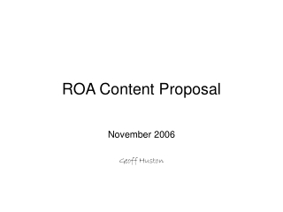 ROA Content Proposal